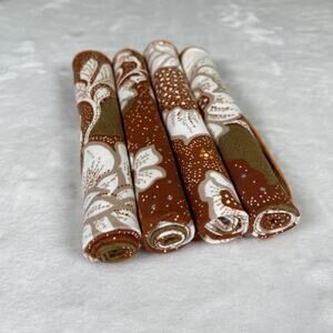 4 Vintage Retro 70’s Brown & Orange Cloth Napkins 13.5" x 14" Bnfts Charity